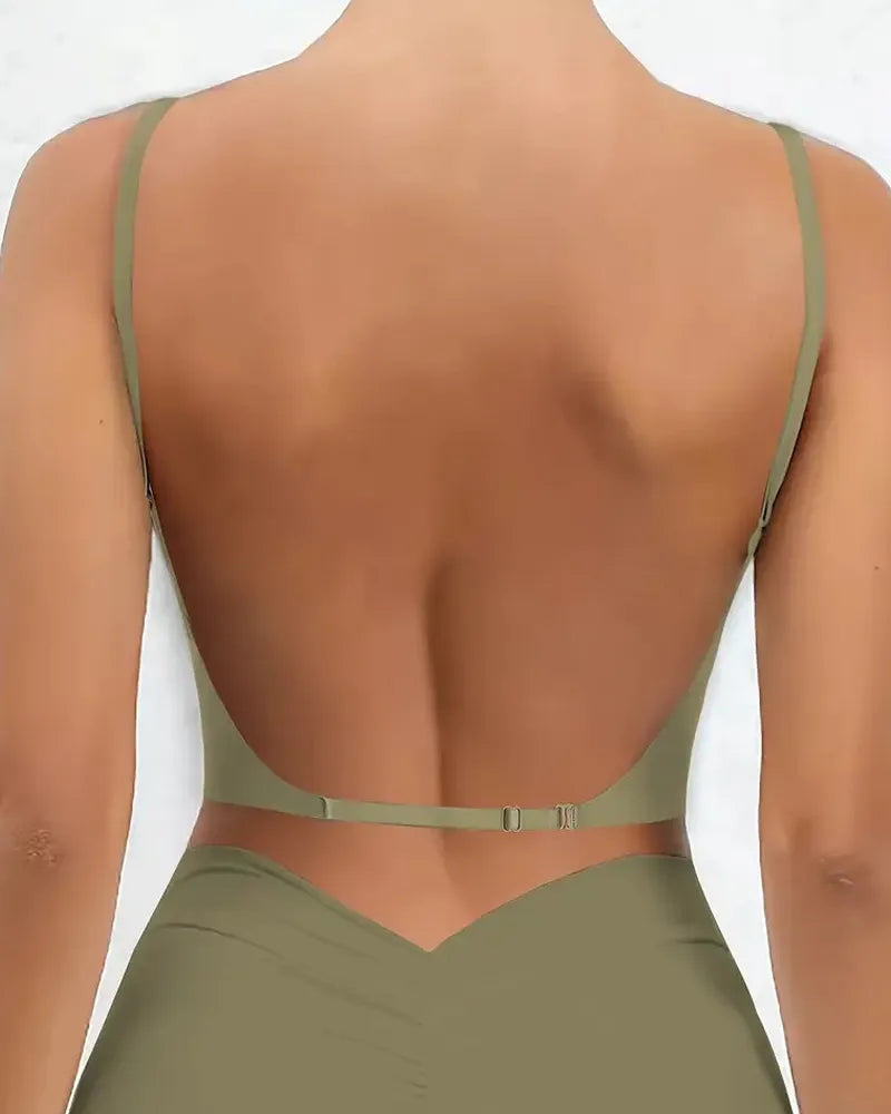 Curvalu Backless Push-Up Bra Deep U-Shaped Adhesive