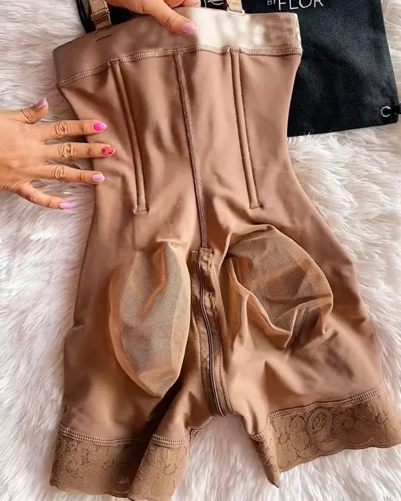 Modelador Corporal Curvalu com Zíper Controle de Barriga e Busto Aberto