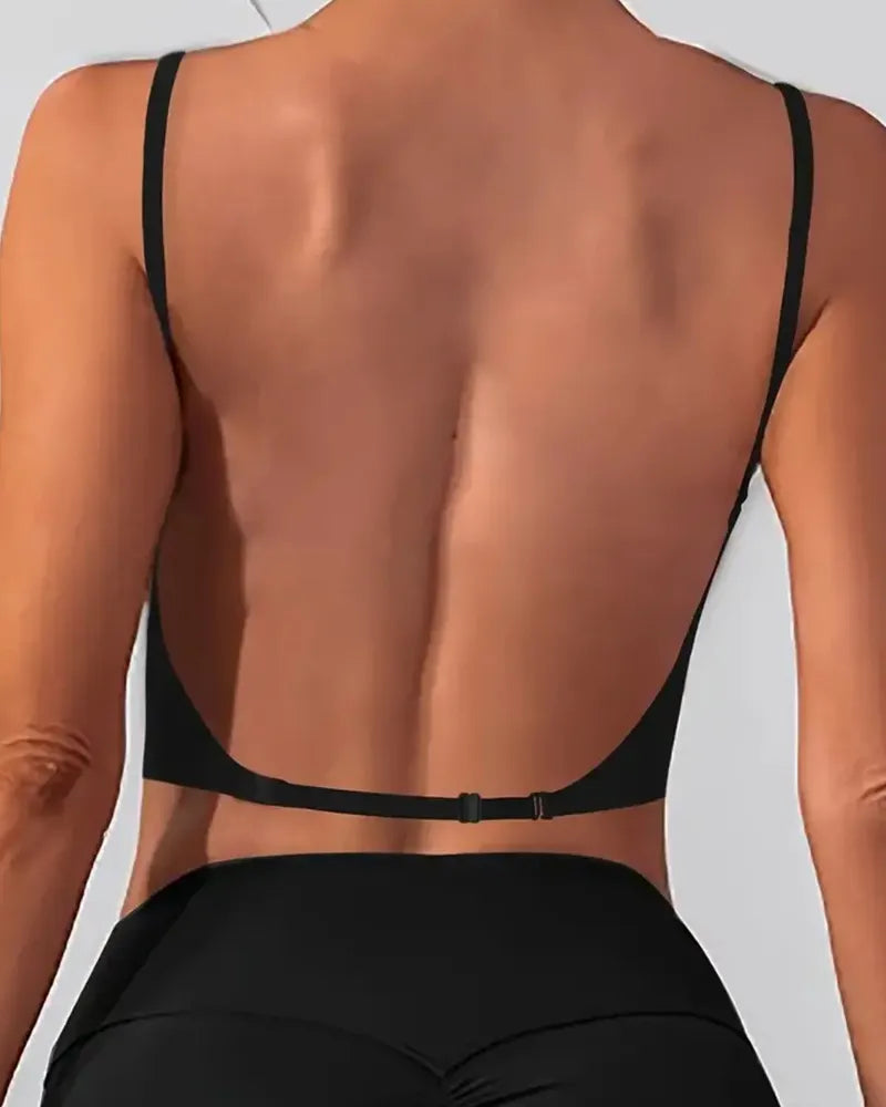 Curvalu Backless Push-Up Bra Deep U-Shaped Adhesive