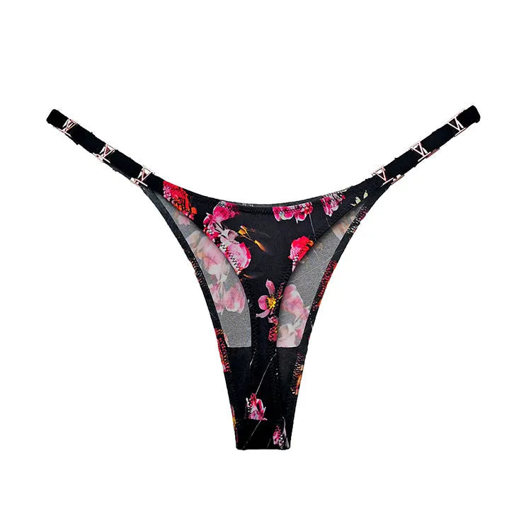 Curvalu Calcinha T-back Estampa Animal Print com Detalhe Metálico
