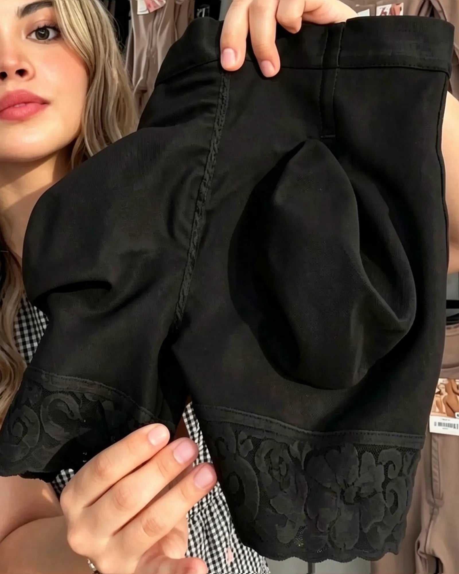 Curvalu High Waist Butt Lifter Shaping Shorts With Lace Trim