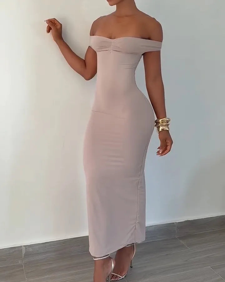 Curvalu Off-shoulder Bodycon Dress Sweetheart Neckline Long